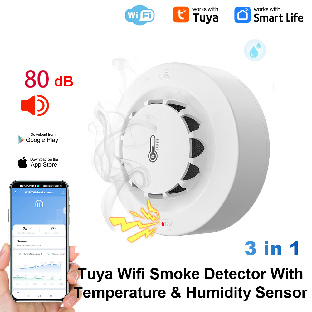 Wifi Thermostat - Tuya WiFi temperatuur- en vochtigheidssensor Rookmelder