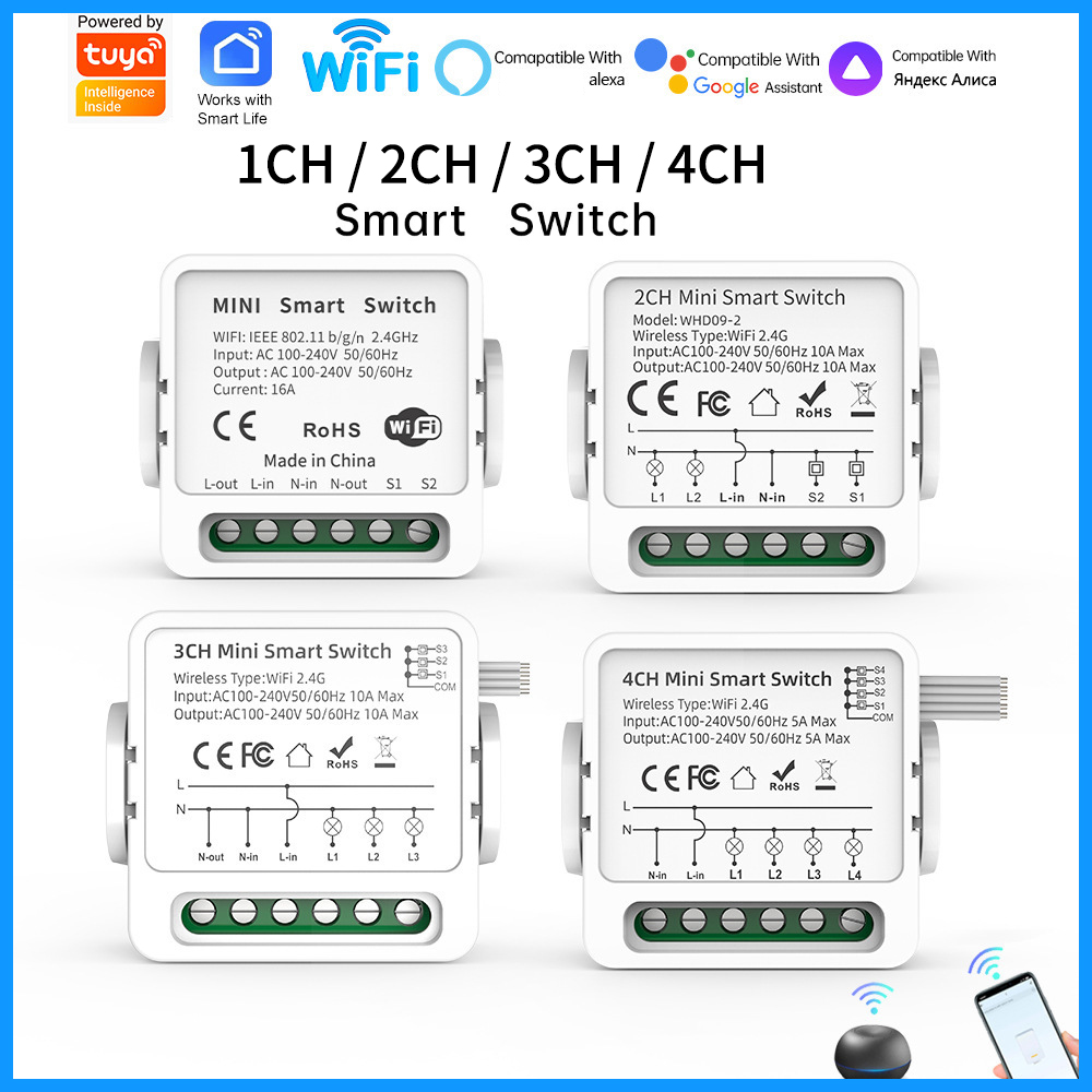 Smart Light Switch Wifi - Tuya WiFi Smart Switch 1/2/3/4 Gang