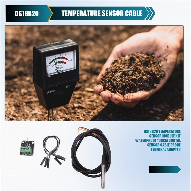 Sensor Kit Arduino - [A93Z!】 DS18B20 Temperatuursensormodule, waterdicht, 100 cm