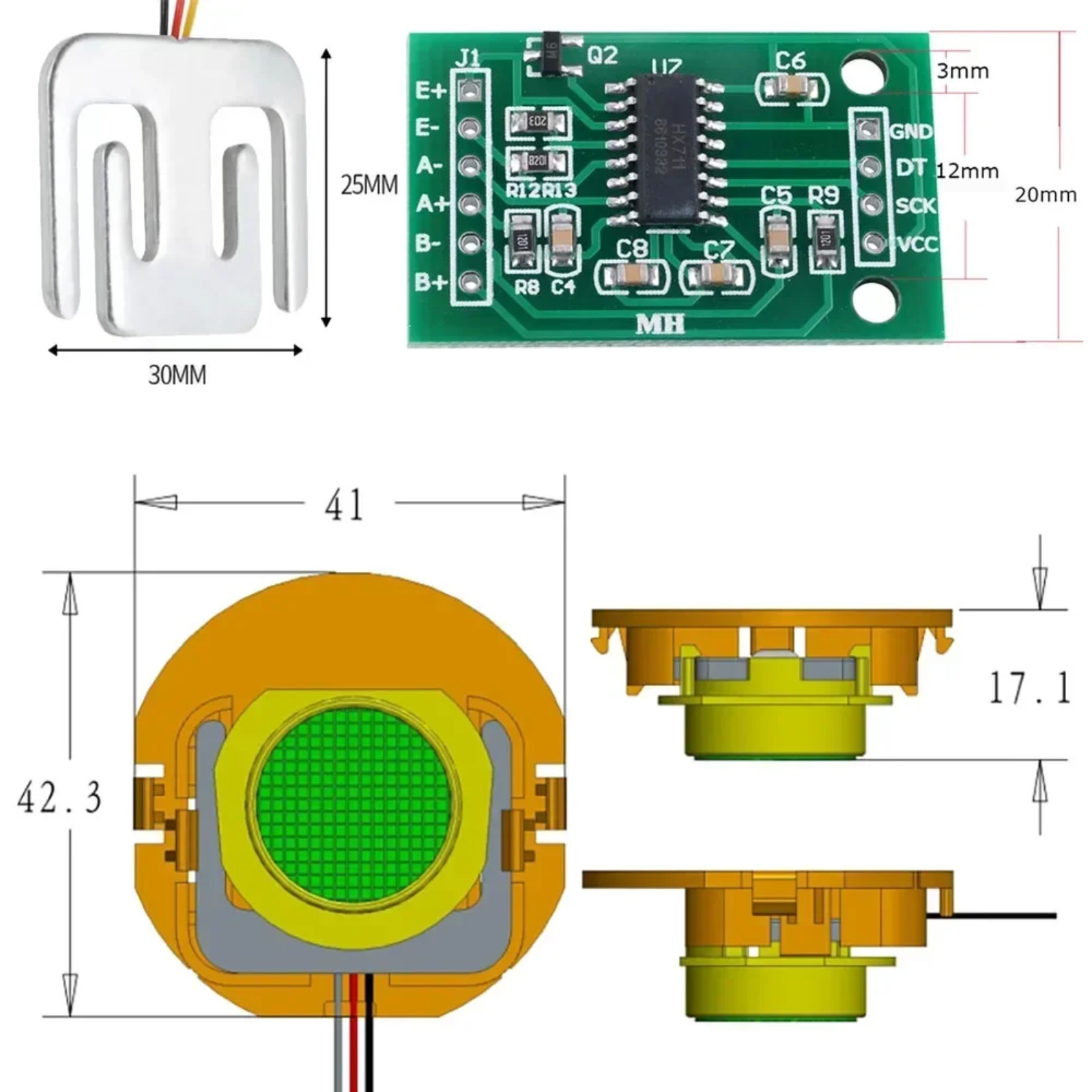 Sensor Kit Arduino - DIYmall 50KG Load Cell Gewichtsensor met